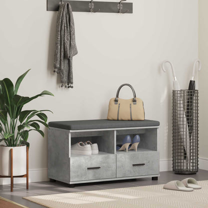 Flurbank mit Kissen mit Schubladen Betongrau 80 x 38 x 46 cm