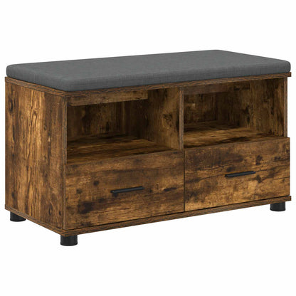 Flurbank mit Kissen mit Regal Geräucherte Eiche 80 x 38 x 46 cm