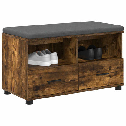 Flurbank mit Kissen mit Regal Geräucherte Eiche 80 x 38 x 46 cm