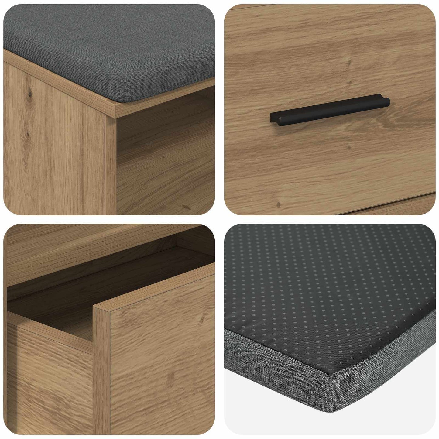 Flurbank mit Kissen mit Regal Artisan-Eiche 100 x 38 x 46 cm