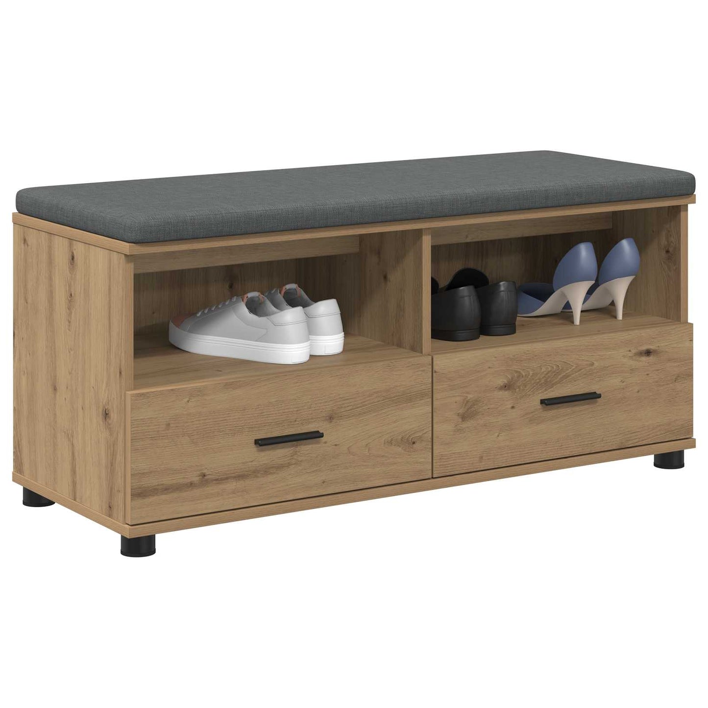 Flurbank mit Kissen mit Regal Artisan-Eiche 100 x 38 x 46 cm