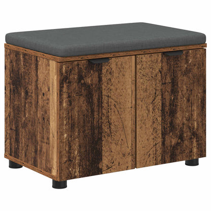 Flurbank mit Kissen mit Regal mit Tür Altholz 60 x 38 x 46 cm