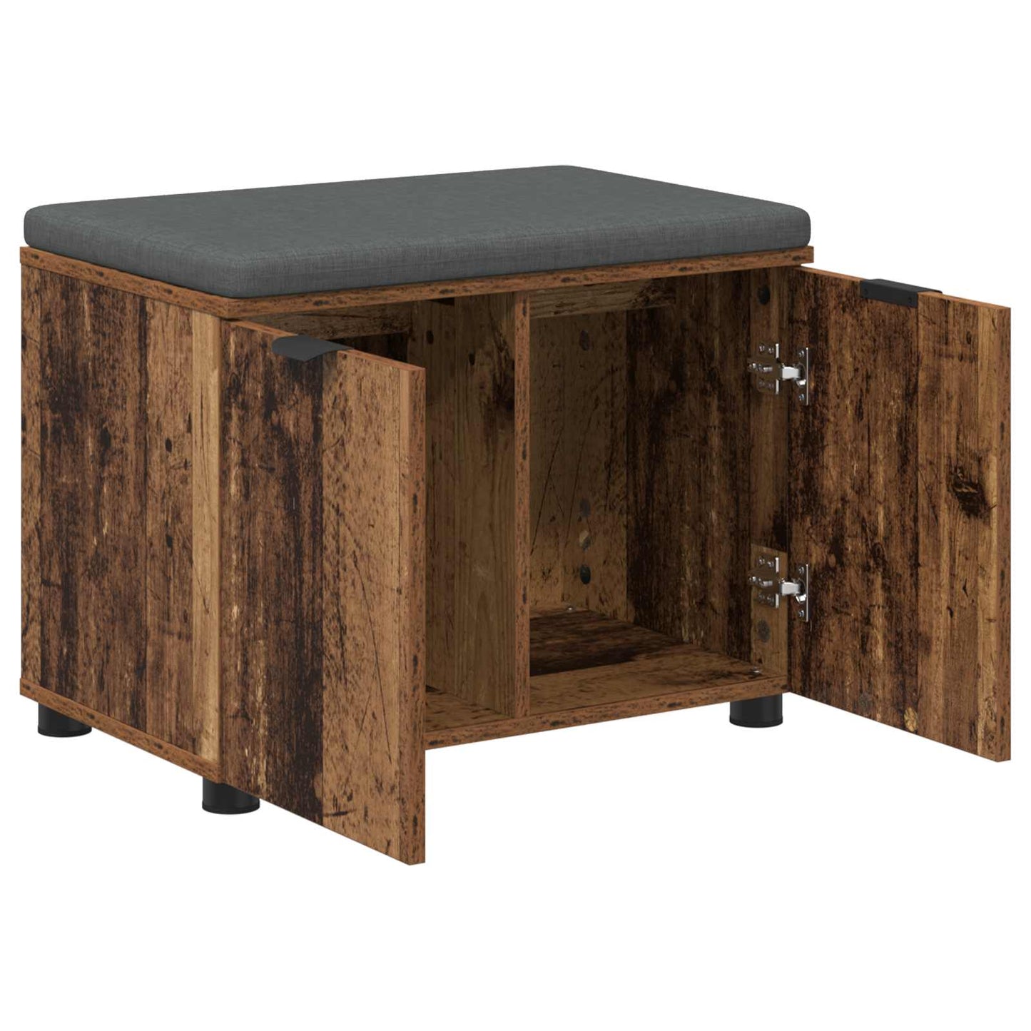 Flurbank mit Kissen mit Regal mit Tür Altholz 60 x 38 x 46 cm