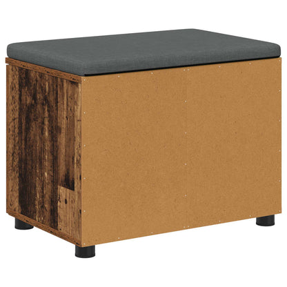 Flurbank mit Kissen mit Regal mit Tür Altholz 60 x 38 x 46 cm