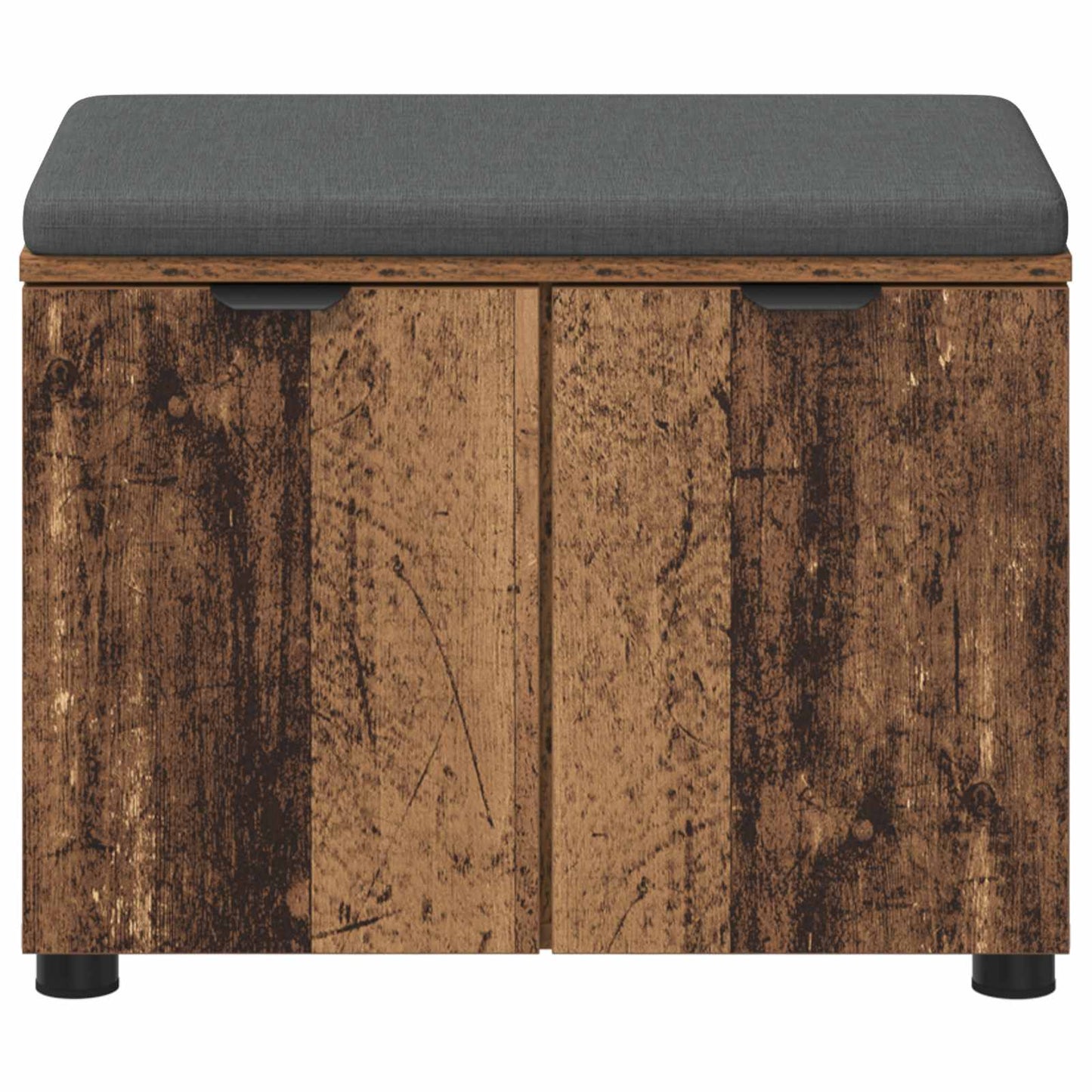 Flurbank mit Kissen mit Regal mit Tür Altholz 60 x 38 x 46 cm