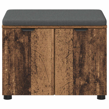 Flurbank mit Kissen mit Regal mit Tür Altholz 60 x 38 x 46 cm
