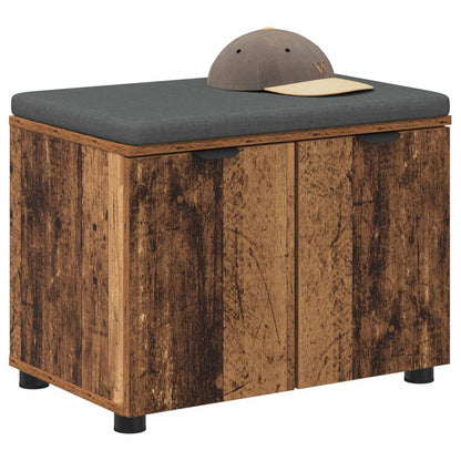 Flurbank mit Kissen mit Regal mit Tür Altholz 60 x 38 x 46 cm