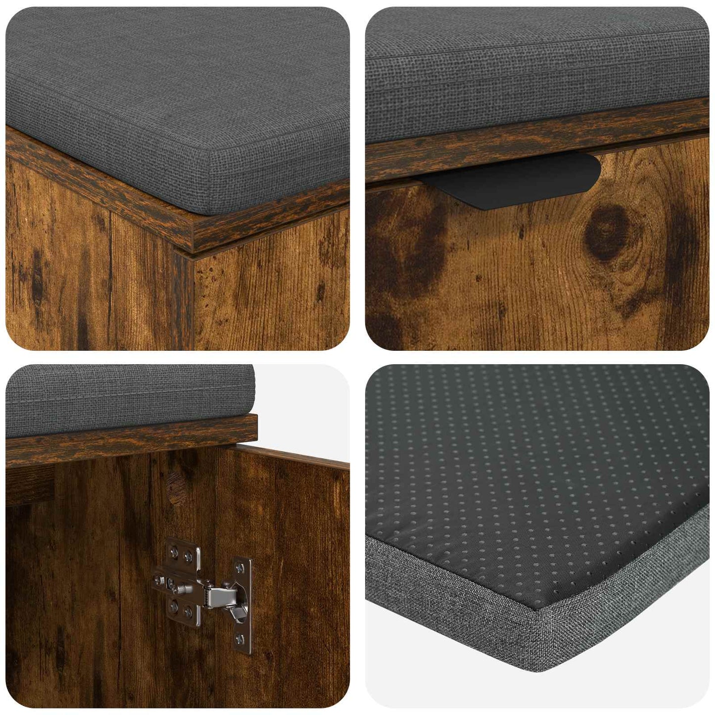 Flurbank mit Kissen mit Regal Geräucherte Eiche 80 x 38 x 46 cm