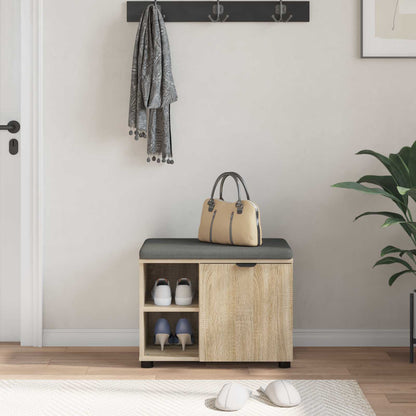 Flurbank mit Kissen mit Regal Sonoma-Eiche 60 x 38 x 46 cm