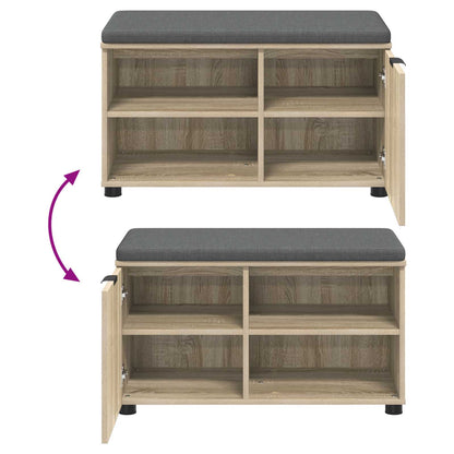 Flurbank mit Kissen mit Regal Sonoma-Eiche 80 x 38 x 46 cm