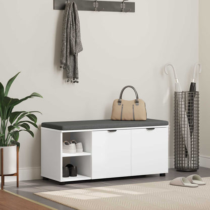 Flurbank mit Kissen mit Regal mit Tür Weiß 100 x 38 x 46 cm