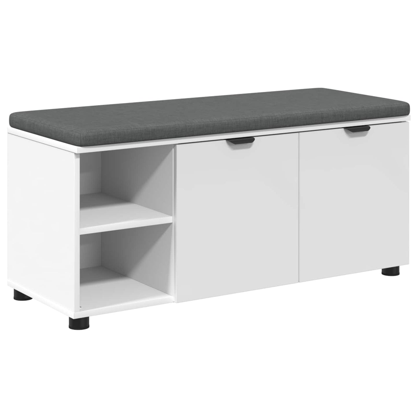 Flurbank mit Kissen mit Regal mit Tür Weiß 100 x 38 x 46 cm