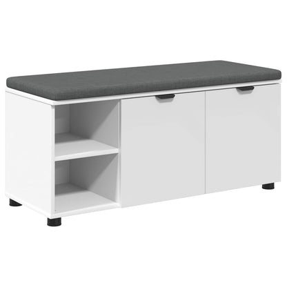 Flurbank mit Kissen mit Regal mit Tür Weiß 100 x 38 x 46 cm