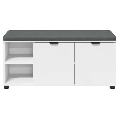 Flurbank mit Kissen mit Regal mit Tür Weiß 100 x 38 x 46 cm