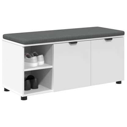 Flurbank mit Kissen mit Regal mit Tür Weiß 100 x 38 x 46 cm
