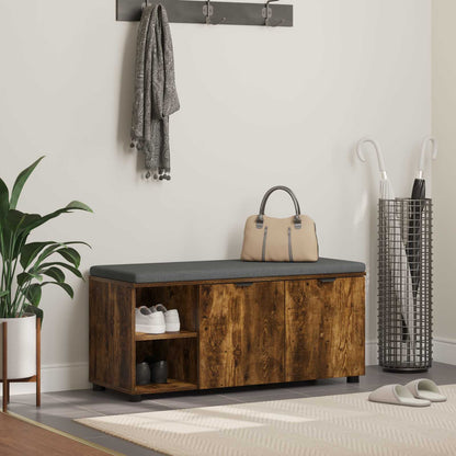 Flurbank mit Kissen mit Tür Geräucherte Eiche 100 x 38 x 46 cm