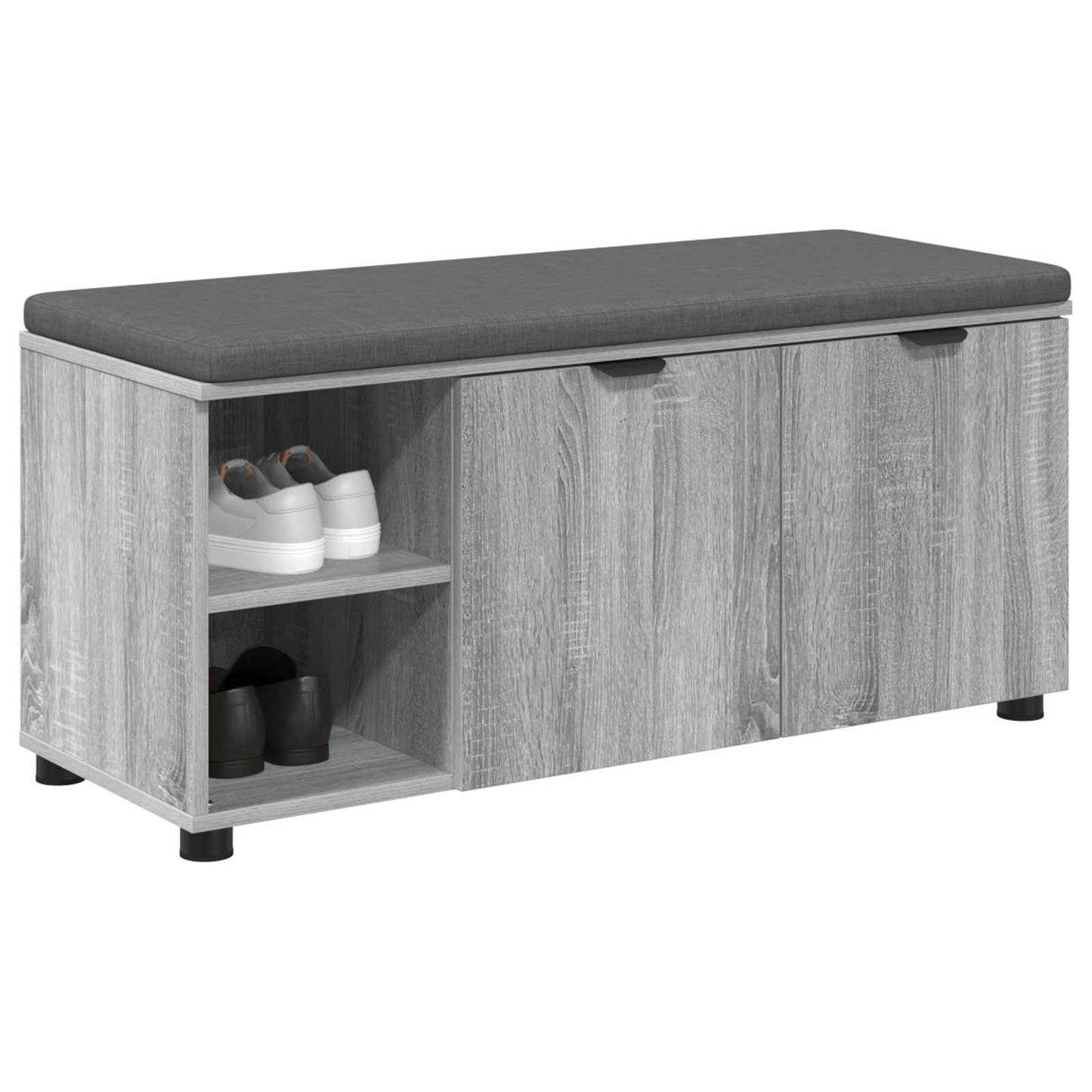Flurbank mit Kissen mit Regal Graues Sonoma 100 x 38 x 46 cm