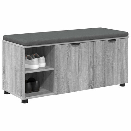 Flurbank mit Kissen mit Regal Graues Sonoma 100 x 38 x 46 cm