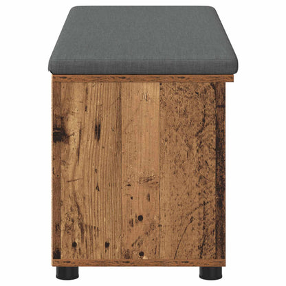 Flurbank mit Kissen mit Regal mit Tür Altholz 100 x 38 x 46 cm