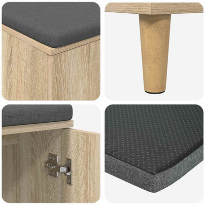 Flurbank mit Kissen mit Speicher Sonoma-Eiche 100 x 38 x 46 cm