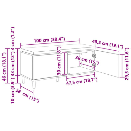Flurbank mit Kissen mit Speicher Sonoma-Eiche 100 x 38 x 46 cm