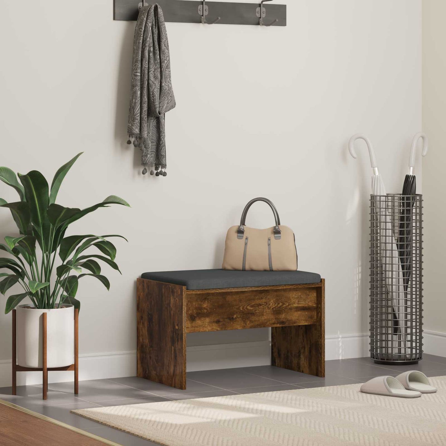 Flurbank mit Kissen Geräucherte Eiche 63 x 38 x 40 cm