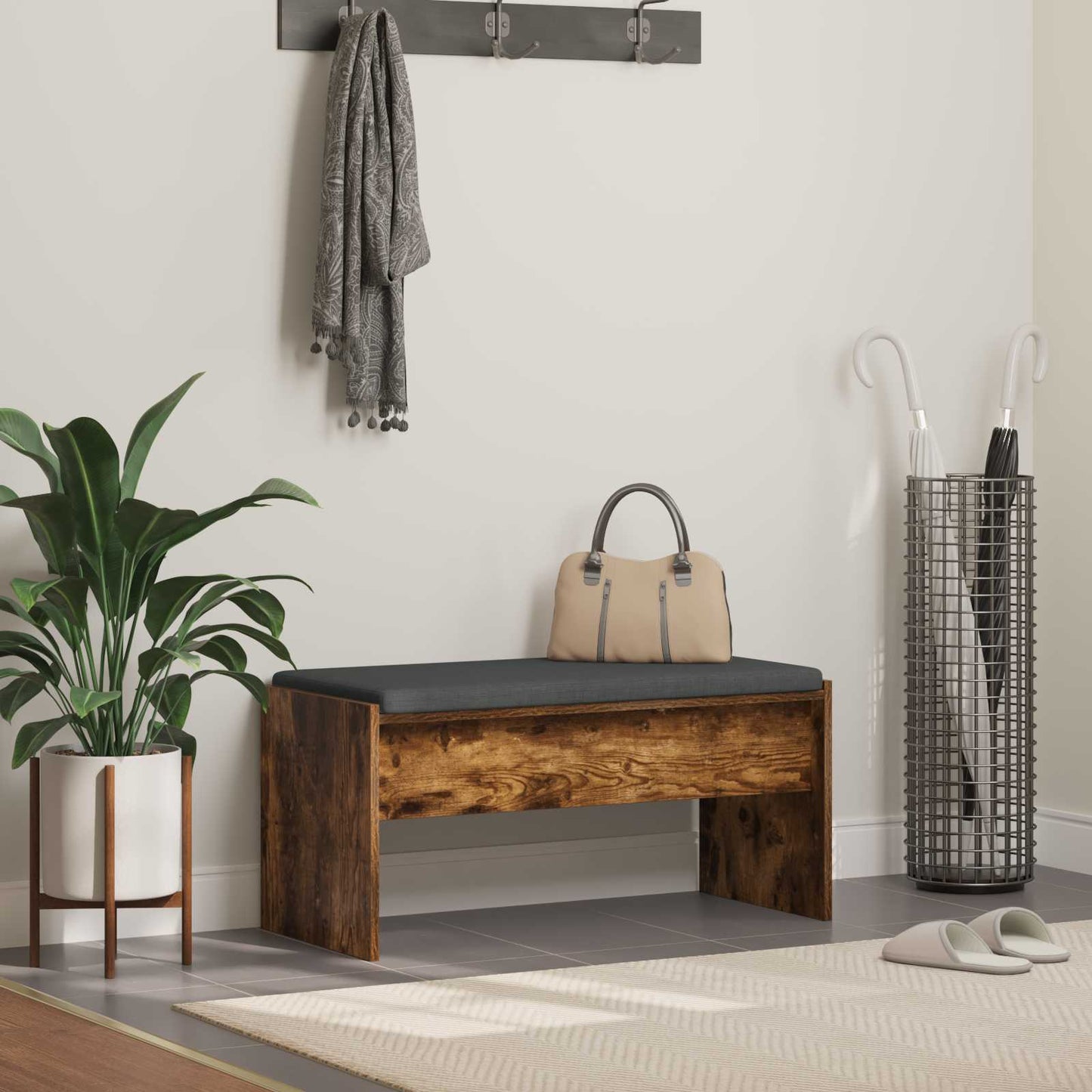 Flurbank mit Kissen Geräucherte Eiche 83 x 38 x 40 cm
