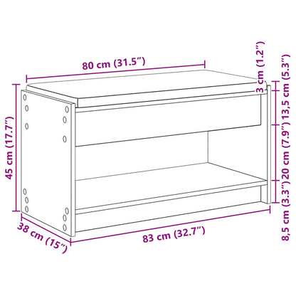 Flurbank mit Kissen mit Regal Schwarze Eiche 83 x 38 x 45 cm