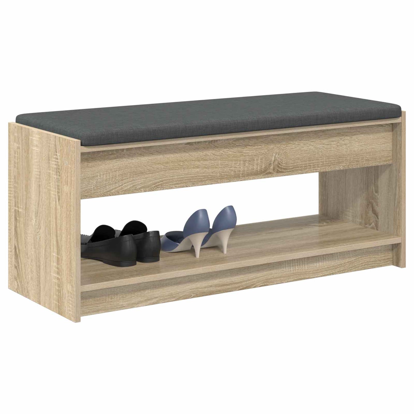 Flurbank mit Kissen mit Regal Sonoma-Eiche 103 x 38 x 45 cm