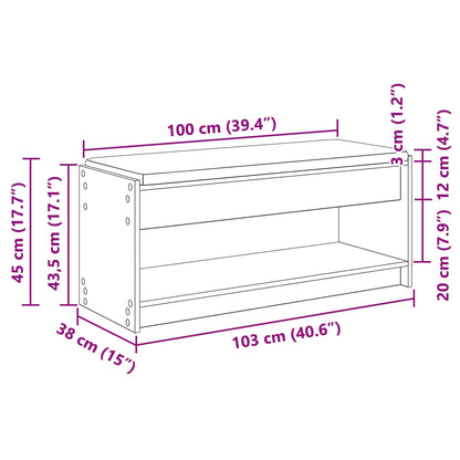 Flurbank mit Kissen mit Regal Altholz 103 x 38 x 45 cm