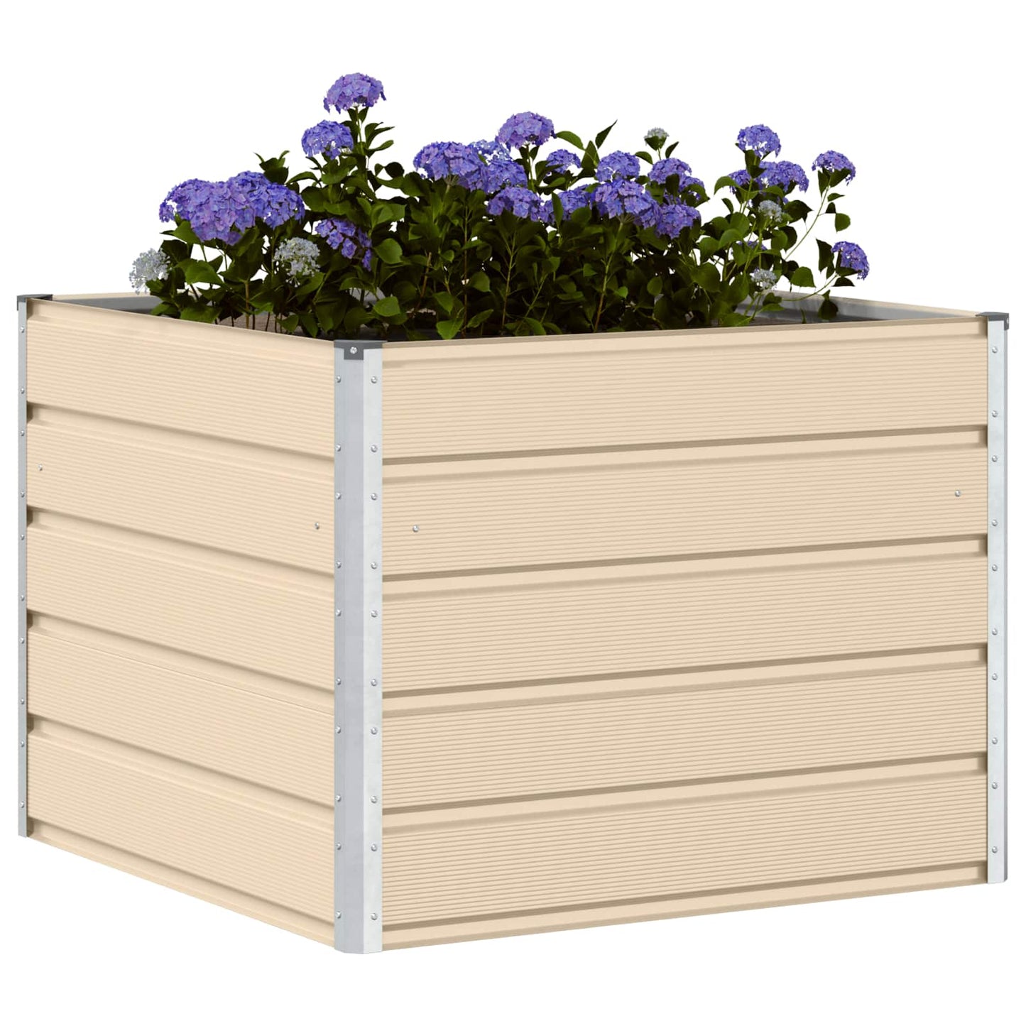 vidaXL Jardinière en acier ivoire 100 x 100 x 75 cm
