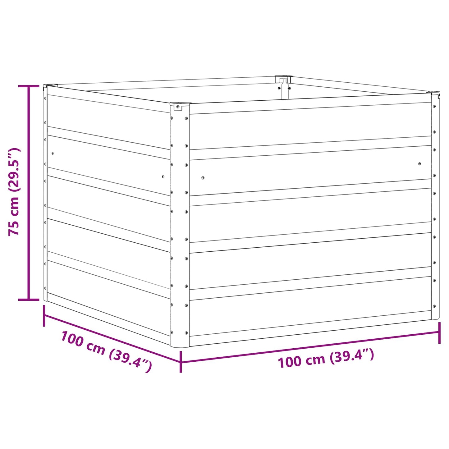 vidaXL Jardinière en acier ivoire 100 x 100 x 75 cm