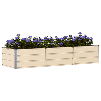 vidaXL Pflanzkübel Elfenbein 240 x 80 x 45 cm Stahl