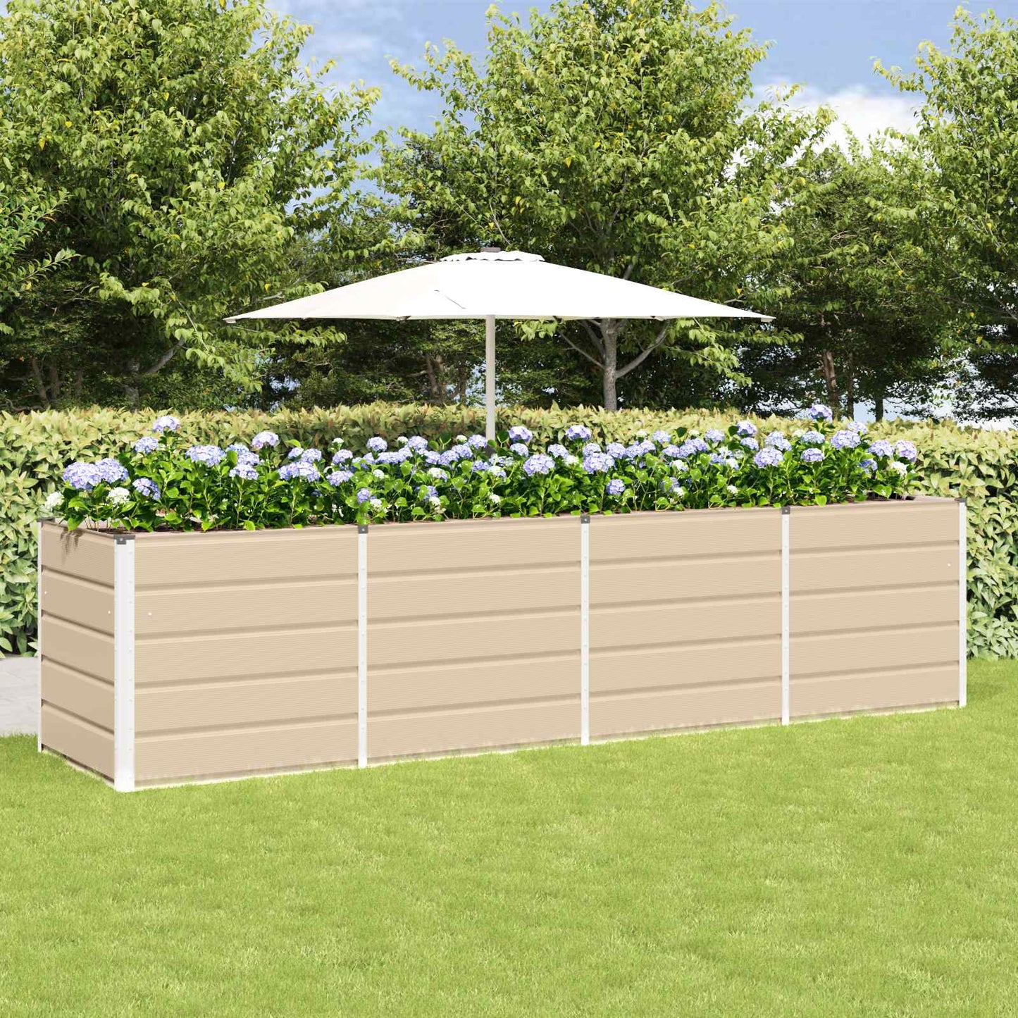 vidaXL Pflanzkübel Elfenbein 240 x 80 x 75 cm Stahl