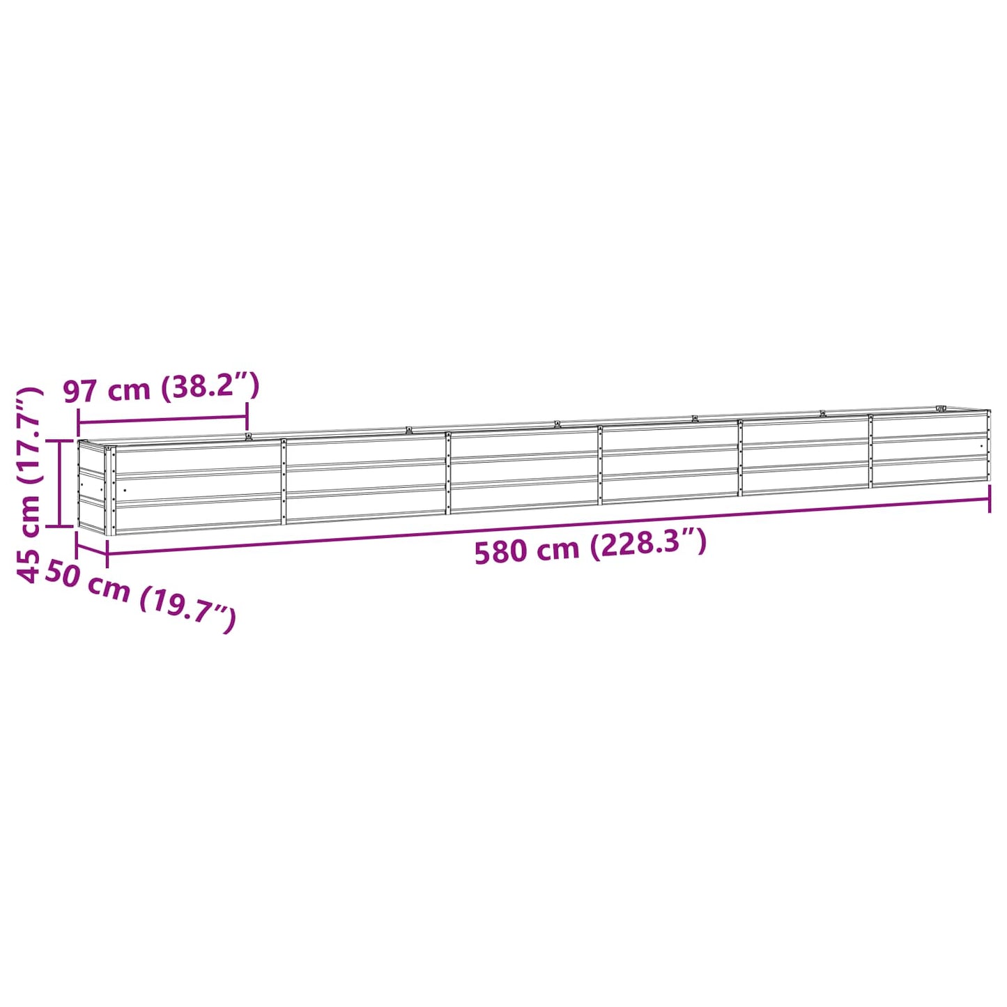 Pflanzkübel Elfenbein 480 x 50 x 45 cm Verzinkter Stahl