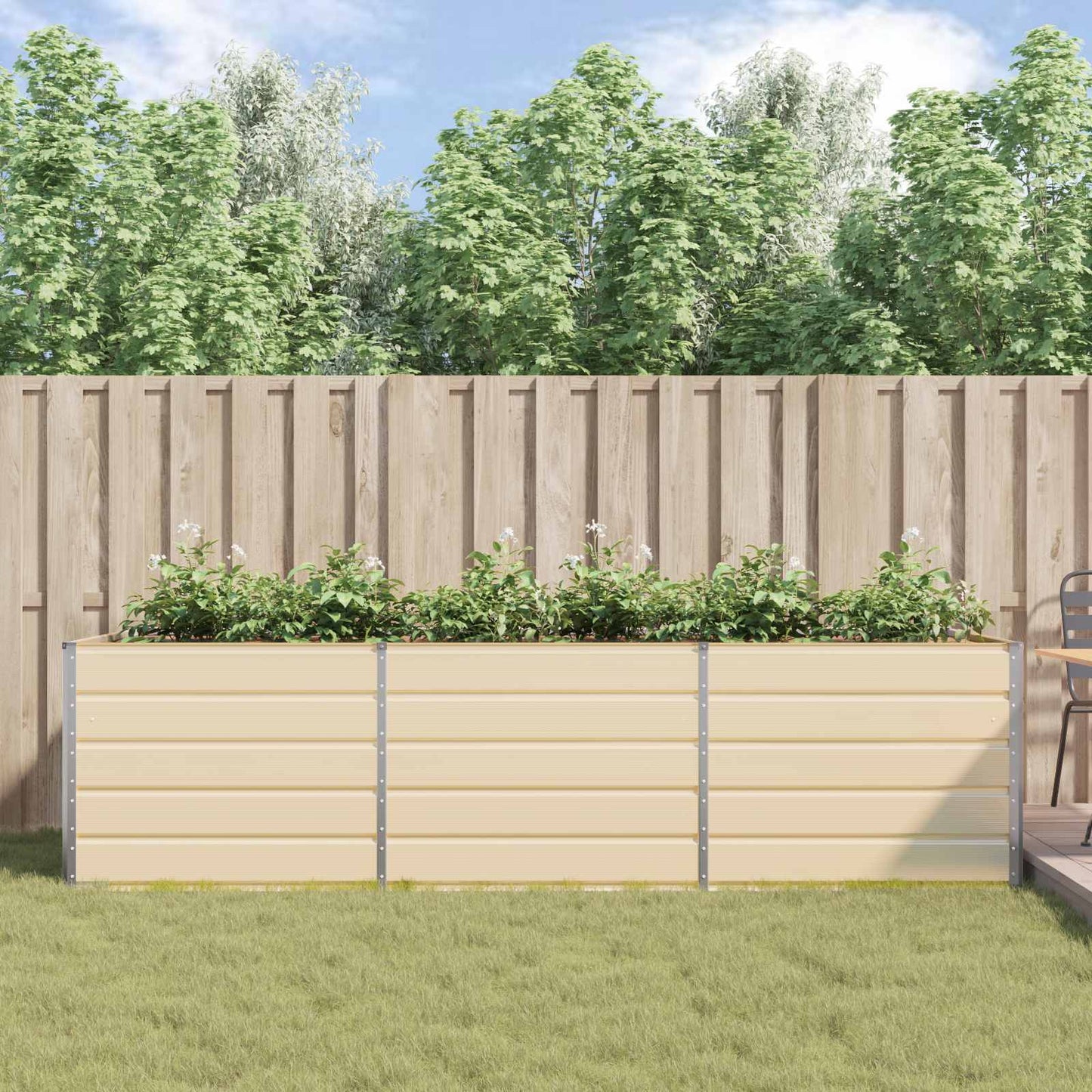 Pflanzkübel Elfenbein 195 x 100 x 45 cm Verzinkter Stahl