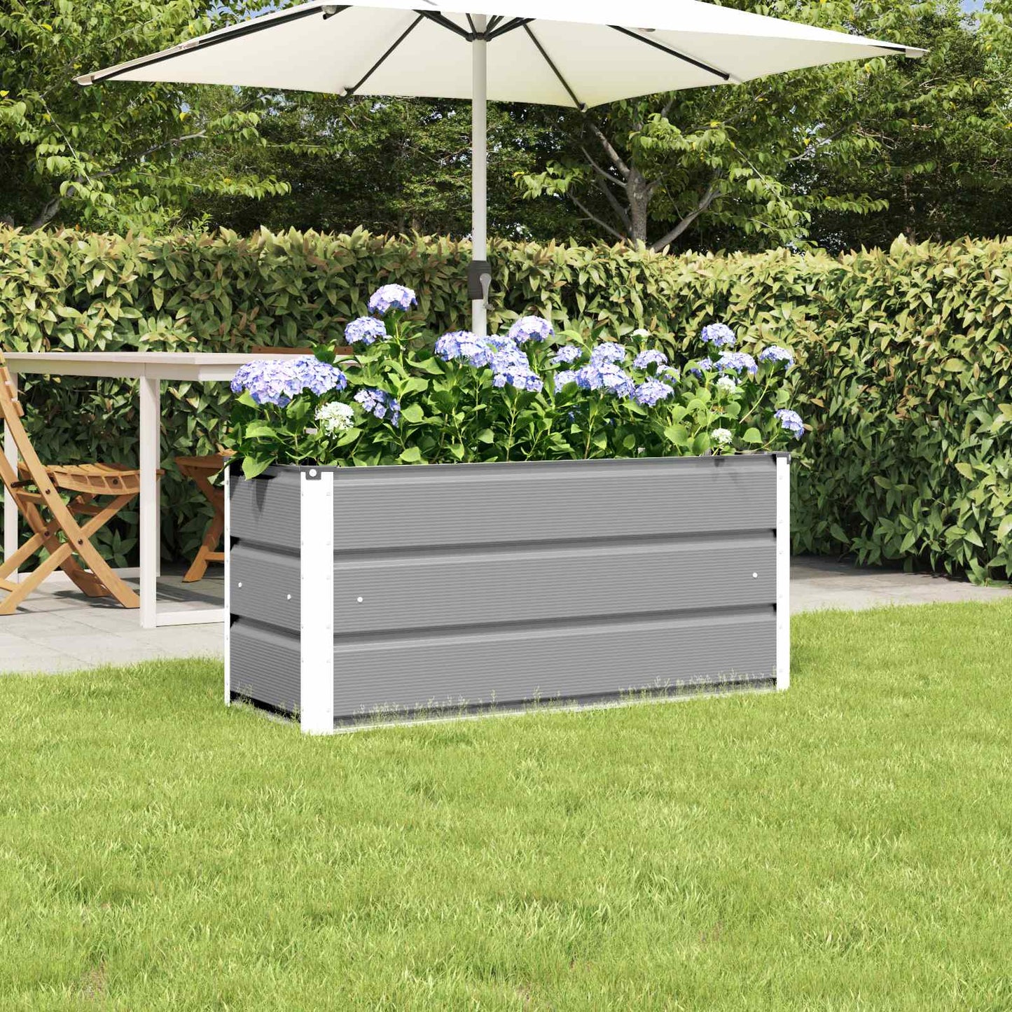 vidaXL Pflanzkübel Hellgrau 100 x 40 x 45 cm Stahl