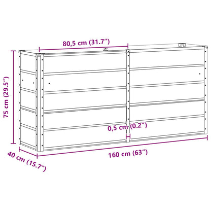 Pflanzkübel Hellgrau 160 x 40 x 75 cm Stahl