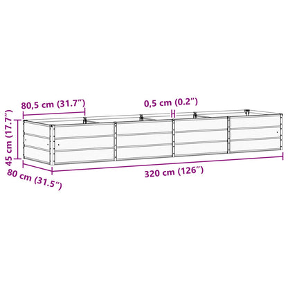 Pflanzkübel Hellgrau 320 x 80 x 45 cm Stahl