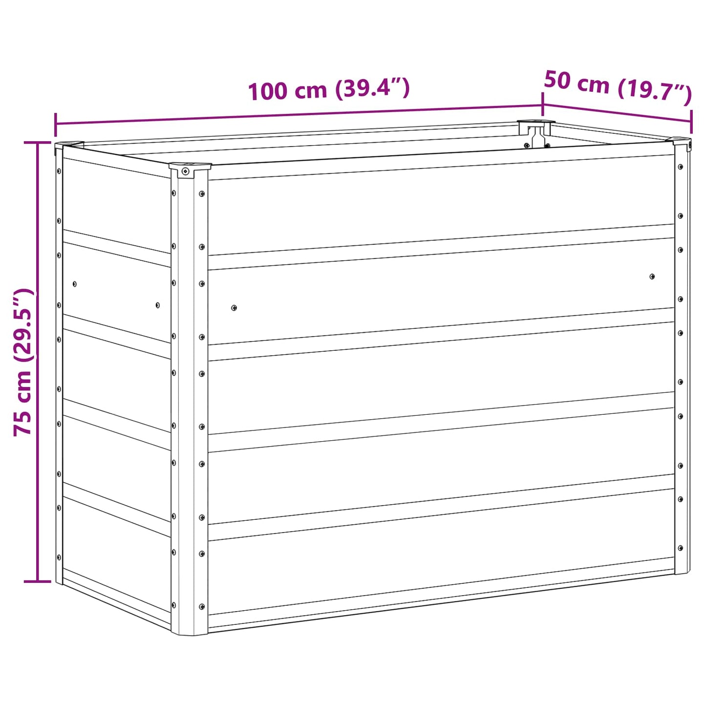 Pflanzkübel Hellgrau 480 x 50 x 45 cm Verzinkter Stahl