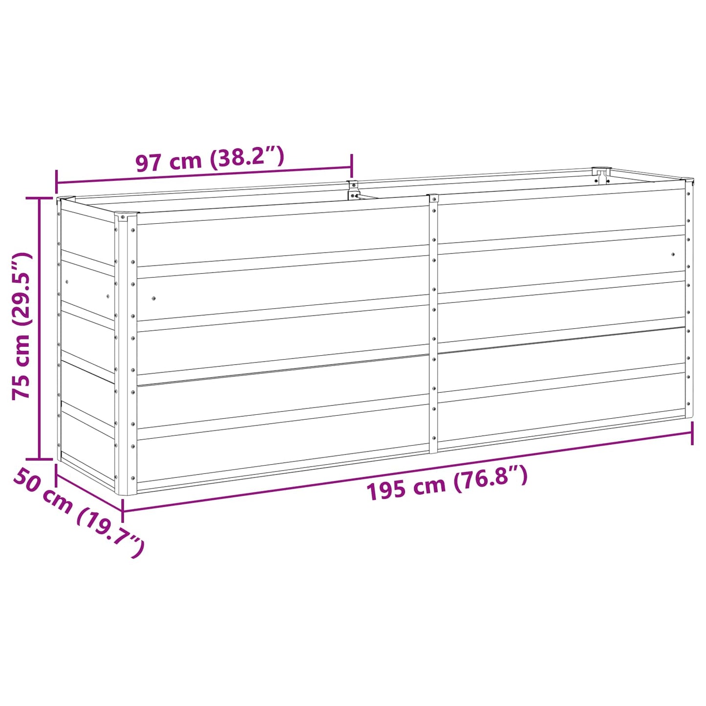 Pflanzkübel Hellgrau 480 x 50 x 45 cm Verzinkter Stahl