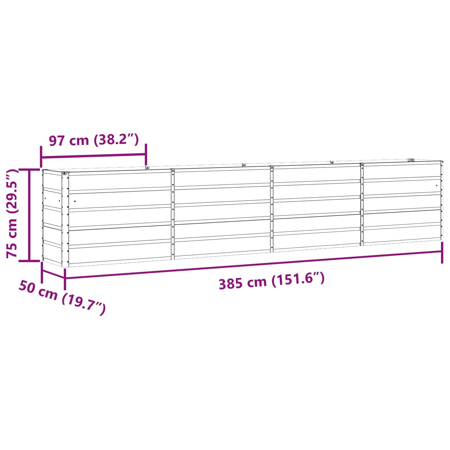 Pflanzkübel Hellgrau 480 x 50 x 45 cm Verzinkter Stahl