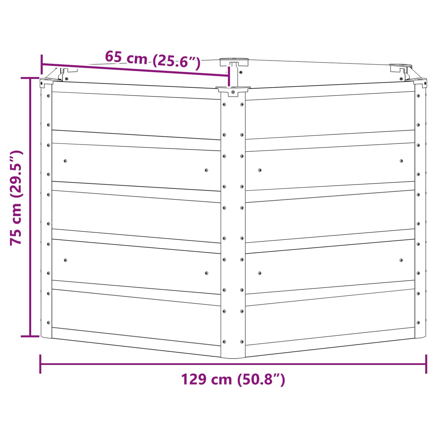 vidaXL Jardinière anthracite 129 x 129 x 75 cm acier