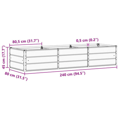 Pflanzkübel Anthrazit 240 x 80 x 45 cm Stahl