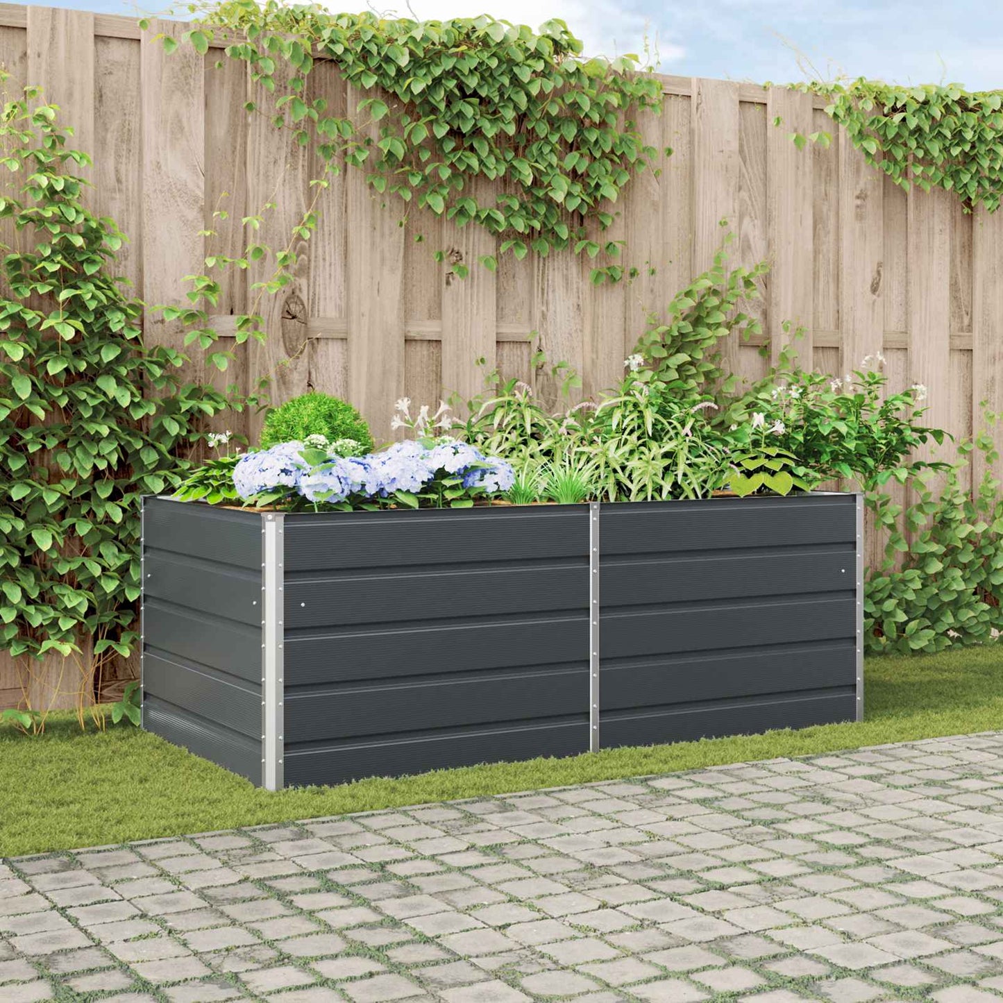 vidaXL Pflanzkübel Anthrazit 195 x 100 x 45 cm Verzinkter Stahl