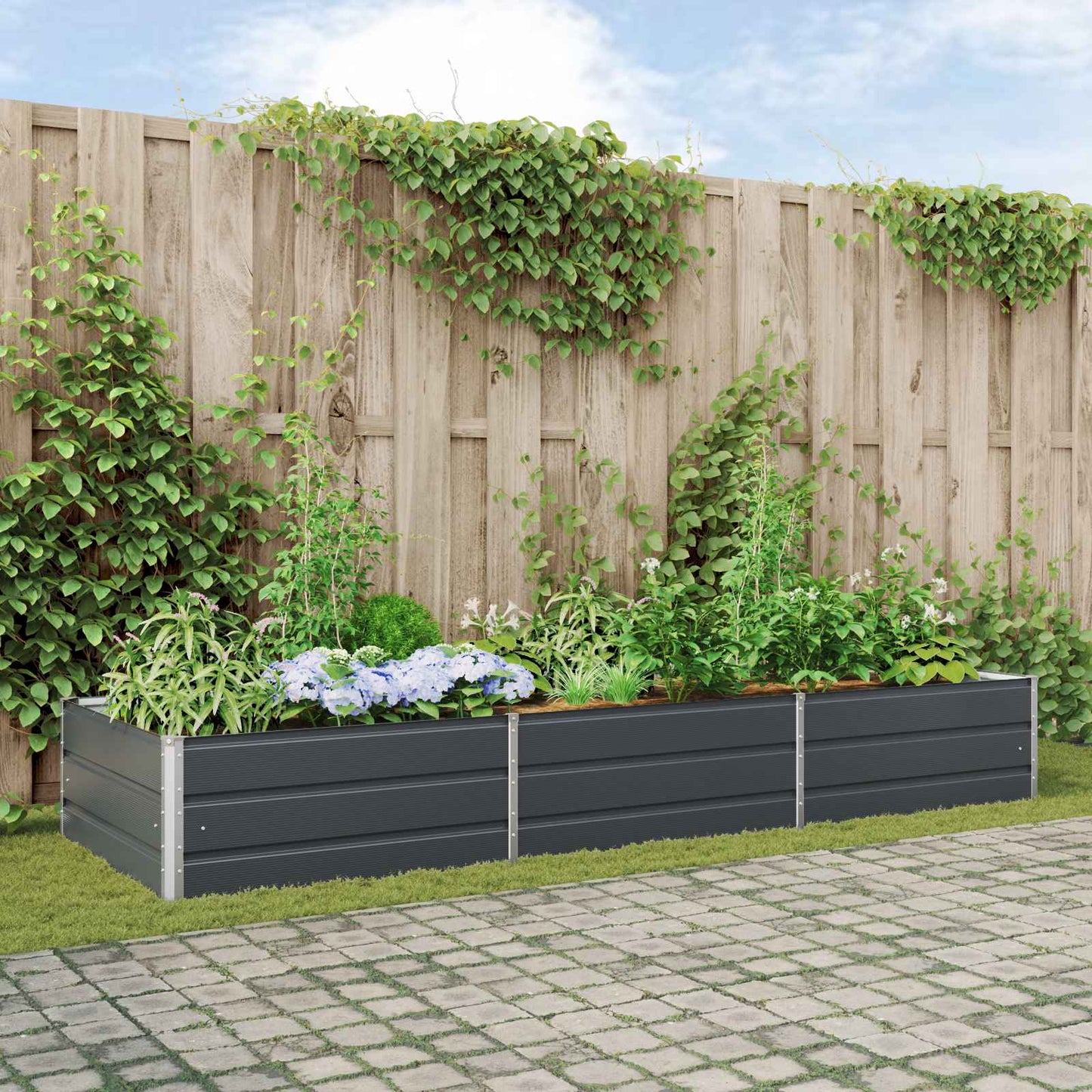vidaXL Jardinière Gris anthracite 195 x 100 x 45 cm Acier galvanisé