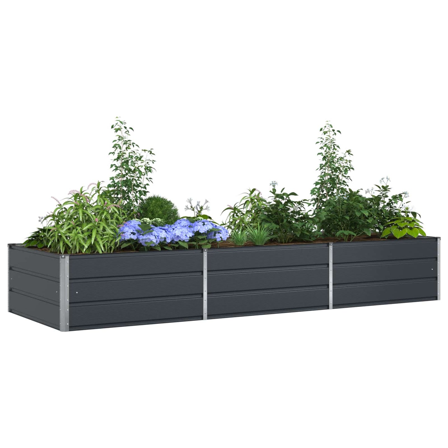 vidaXL Jardinière Gris anthracite 195 x 100 x 45 cm Acier galvanisé