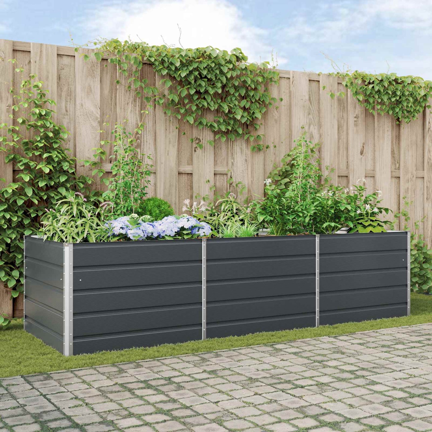 vidaXL Pflanzkübel Anthrazit 195 x 100 x 45 cm Verzinkter Stahl