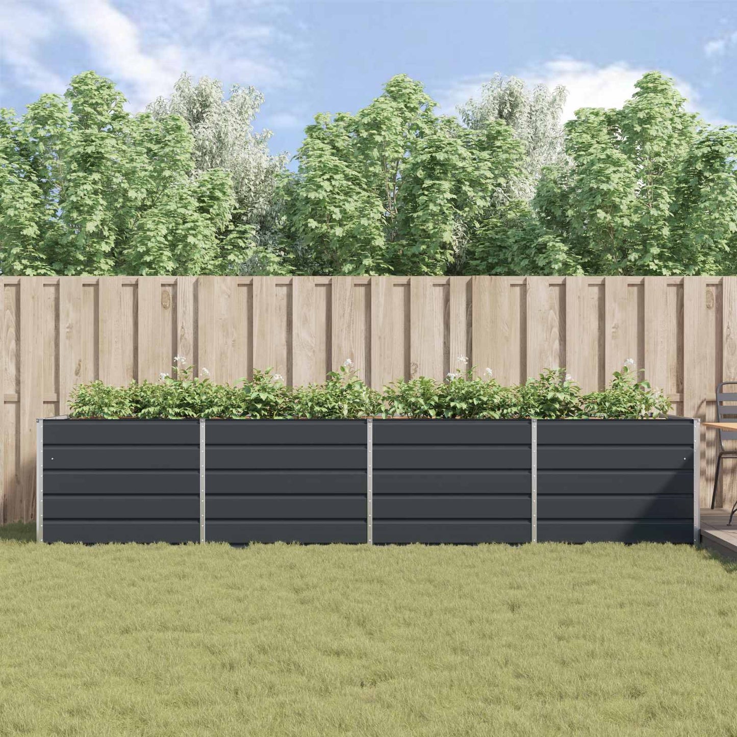 vidaXL Jardinière Gris anthracite 195 x 100 x 45 cm Acier galvanisé
