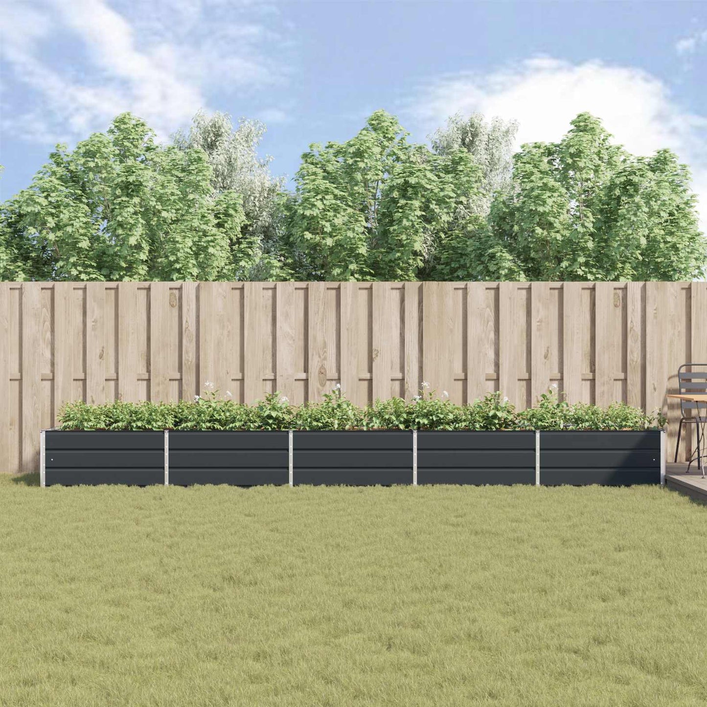 vidaXL Jardinière Gris anthracite 195 x 100 x 45 cm Acier galvanisé